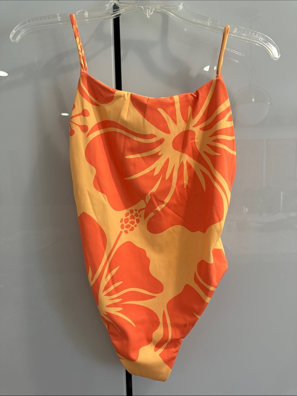 Duvin Tropical Hibiscus Orange & Yellow Floral one piece